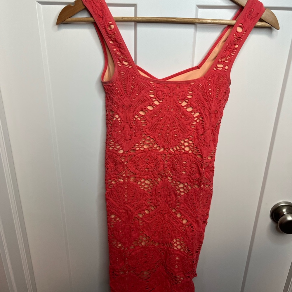 Coral color lace body on dress from free people size xs/sm - Picture 6 of 6